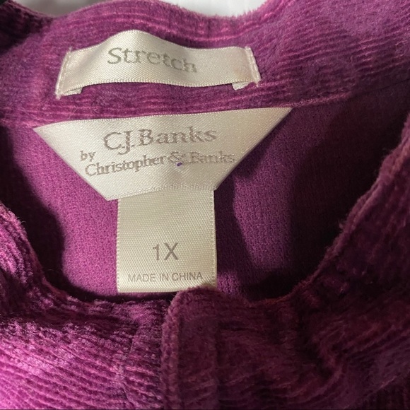 CJ BANKS Corduroy Jacket w/Mandarin Collar Size 1X - Picture 2 of 7